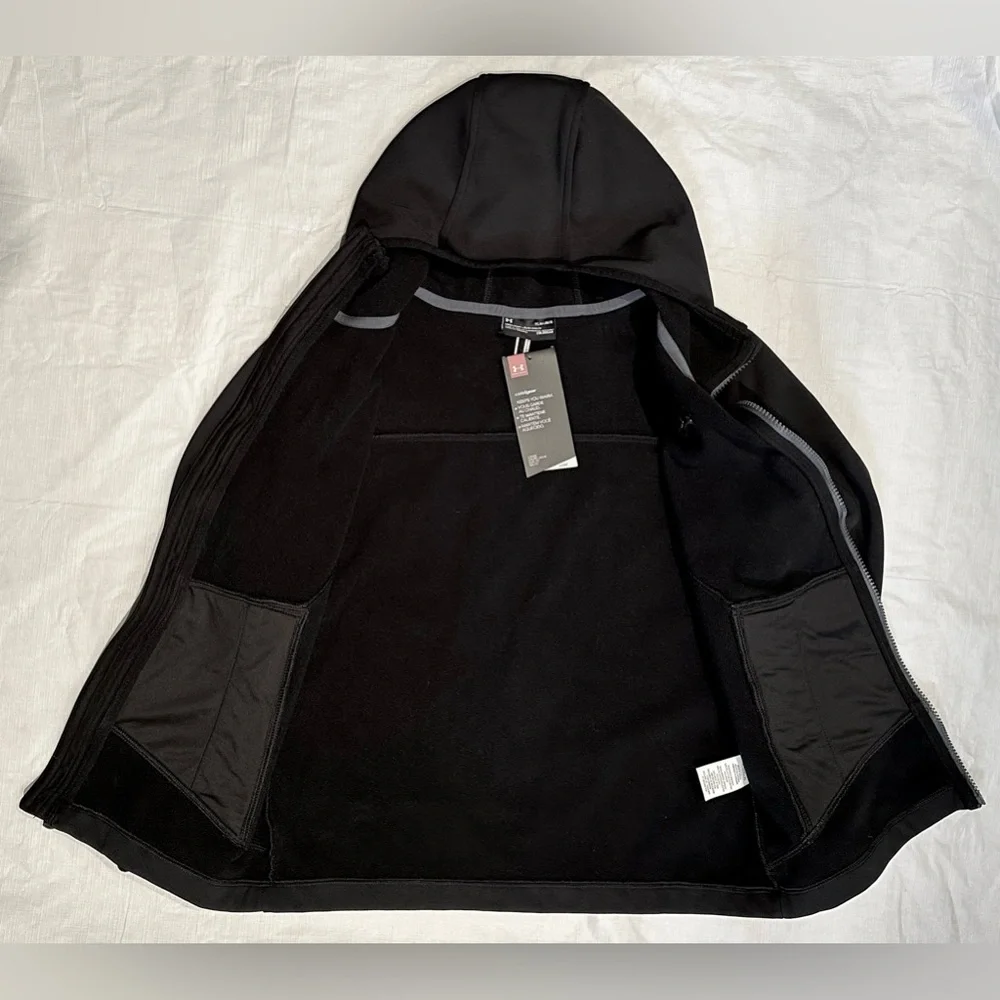 NEW SZ L BOYS JACKET UNDER ARMOUR TECHNO COLDGEAR FULL ZIP HOODIE